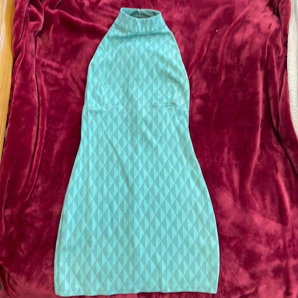 Manaola XS Bodycon Blue High Neck Dress